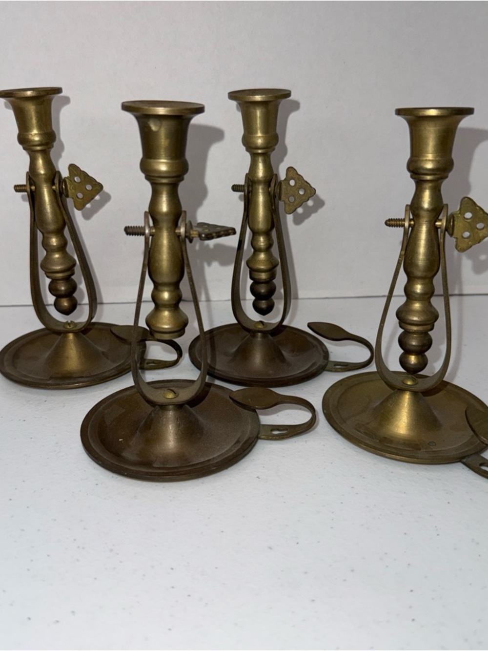Brass Finish Chamberstick Candles - Set of 4